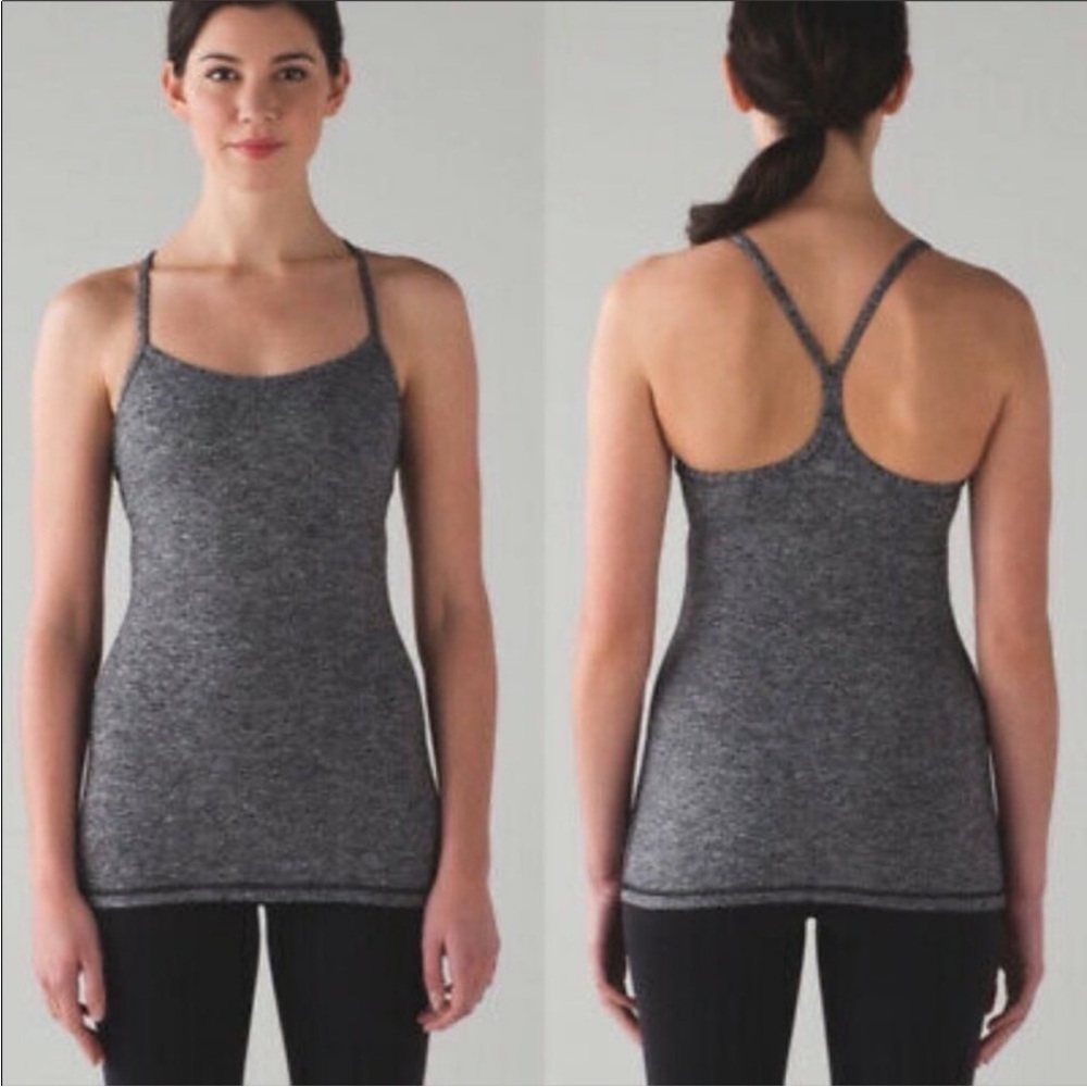 Lululemon Power Y Bra Tank Top Sz 12 - Heather Gray/ Black